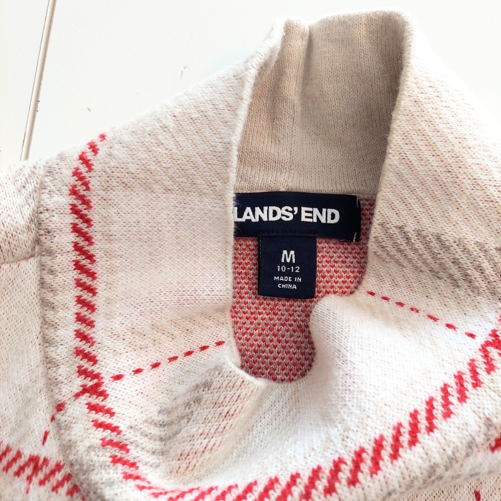 Lands End Lofty Mockneck Sweater Jaquard Plaid Ti… - image 3